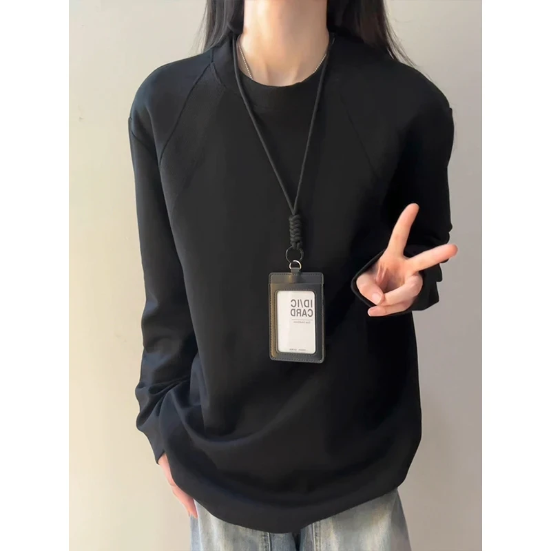 拼接设计感卫衣男款爆款2025新款秋季boxy圆领长袖t恤重磅打底衫