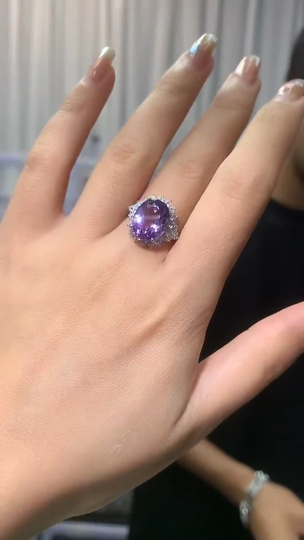银S925镶嵌戒指水晶【宝石世家严选】