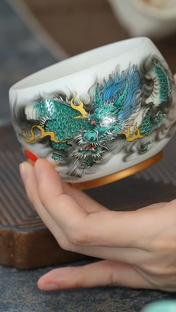 【AC】【羊脂玉青龙杯(青龙)】【蝴蝶礼盒】