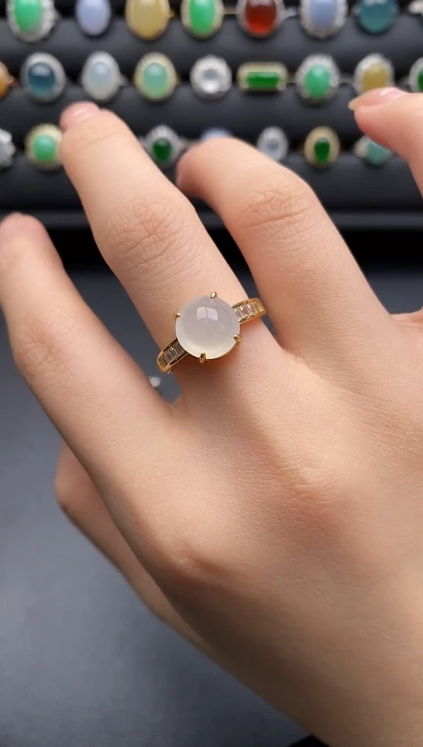 银S925镶嵌戒指翡翠一物一证一礼盒