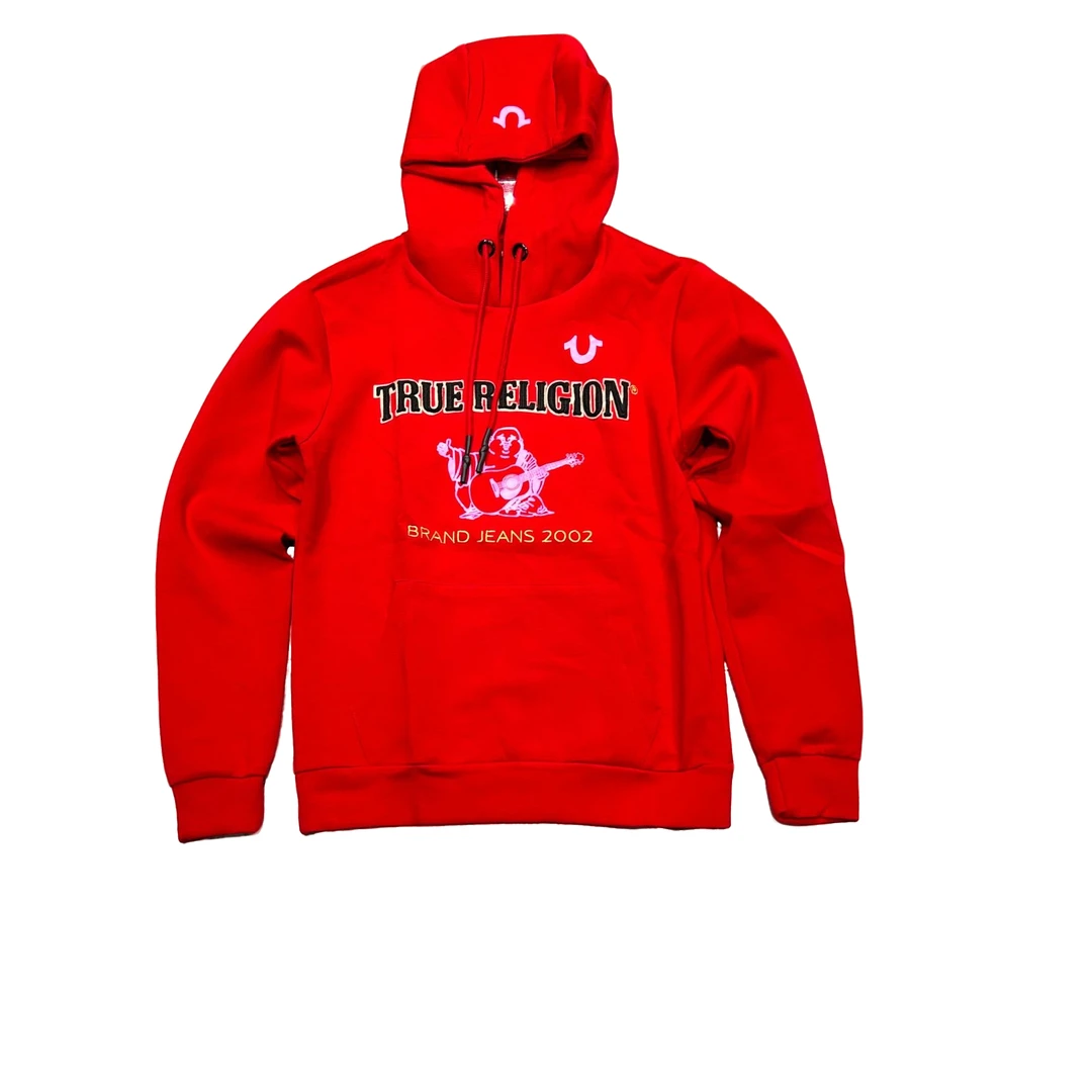 大肚佛休闲长袖双层帽领时尚春季红色连帽潮流男女款卫衣