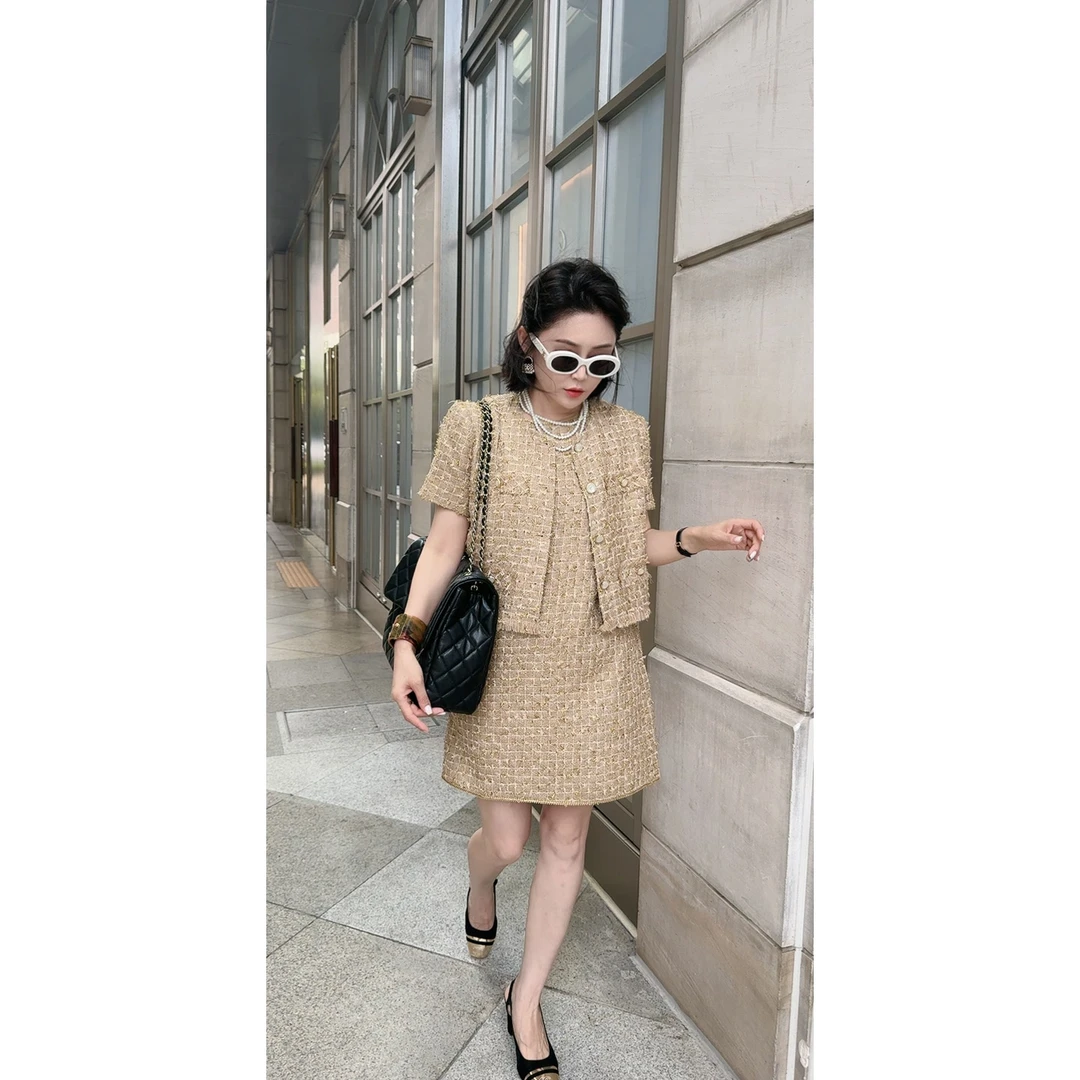 【短外套】贵气优雅金色小香风外套2424CFW432（小码衣长约45cm）