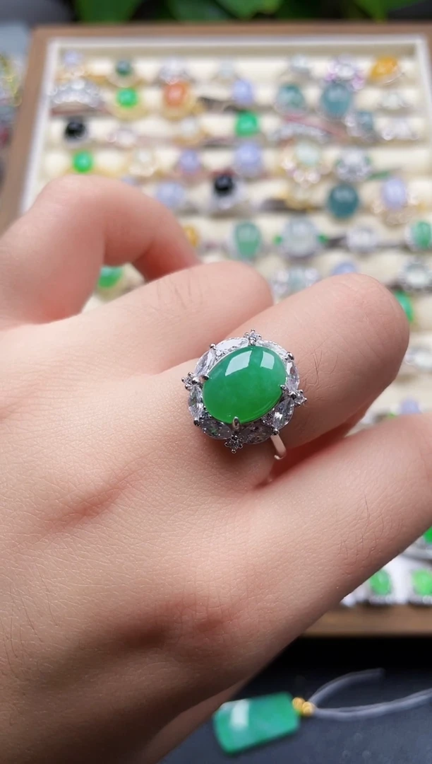 银S925镶嵌戒指翡翠83