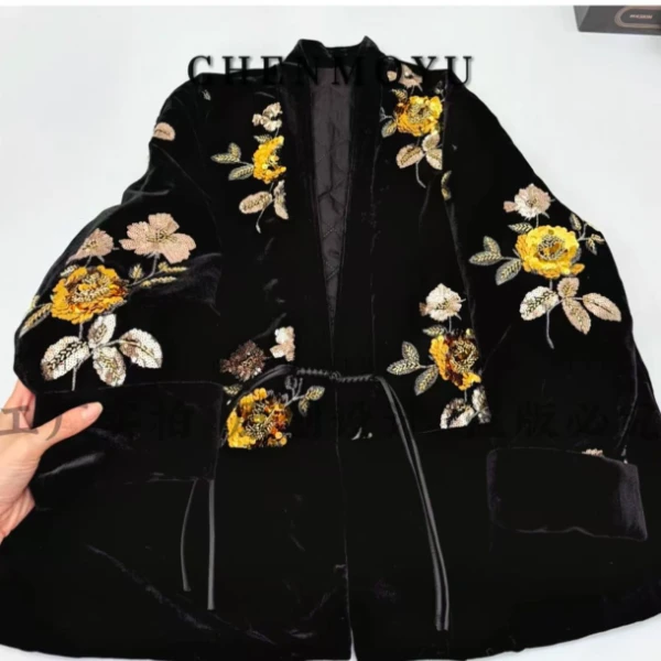 CHENMOYU【手工定制黄玫瑰】-超贵气! 冬季棉衣国风外套-183023