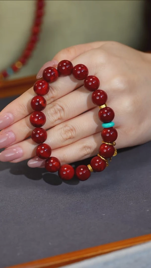 18K金镶嵌手串南红玛瑙原矿N38