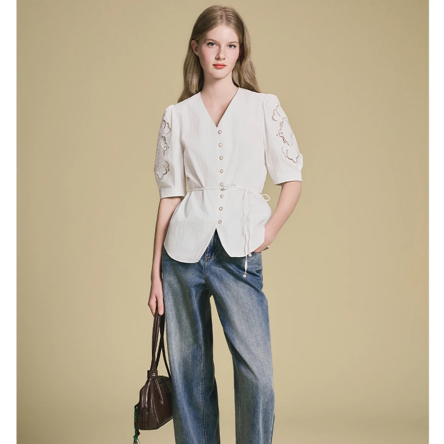 PSALTER诗篇2025时尚气质百搭夏季新款休闲白色衬衫6C65370083