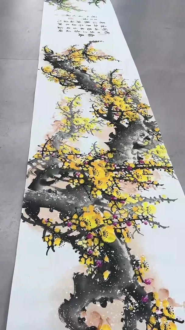 【闪购商品】国画3.8-甄选-王夫怀-8米长卷-四色梅