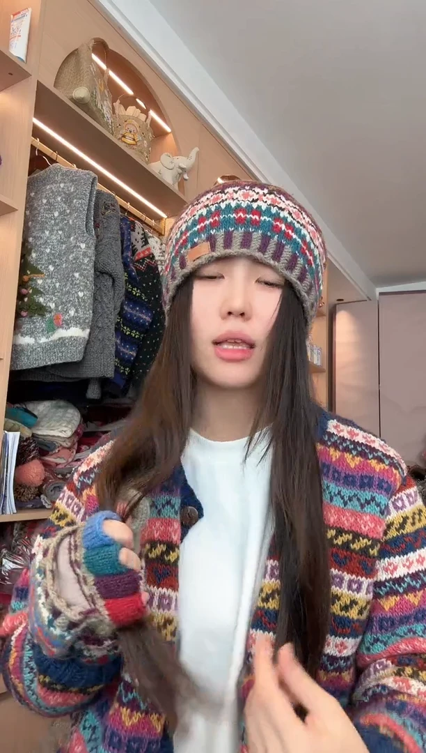 羊毛青花瓷帽子