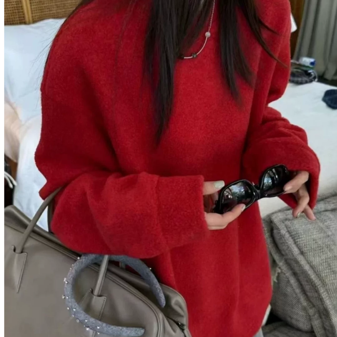 韩版秋冬慵懒风百搭宽松时尚圆领卫衣6071