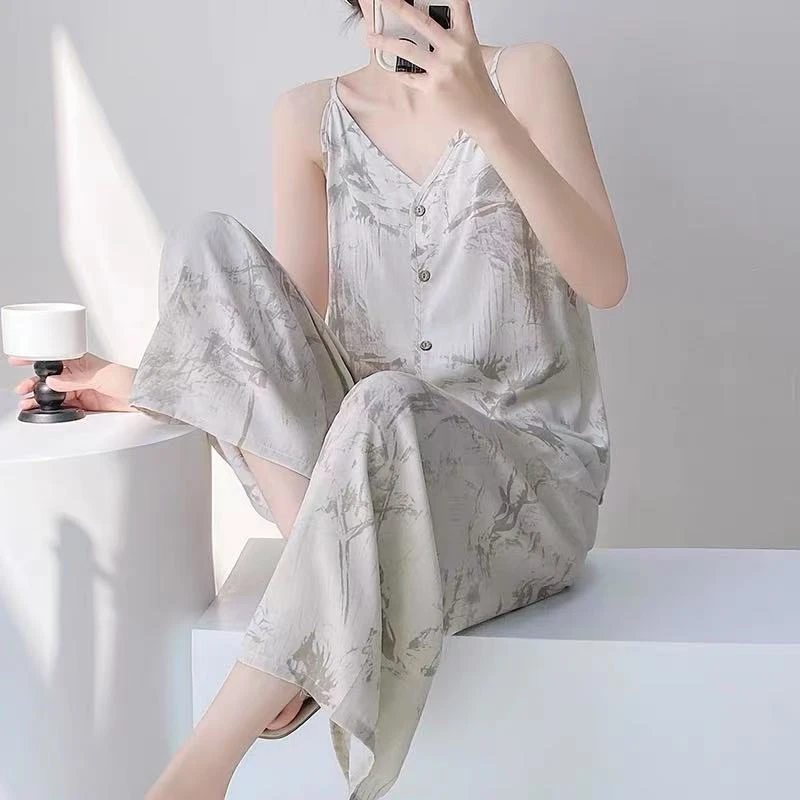 新中式国风睡衣女夏季高级感新中式国风家居服套装薄款