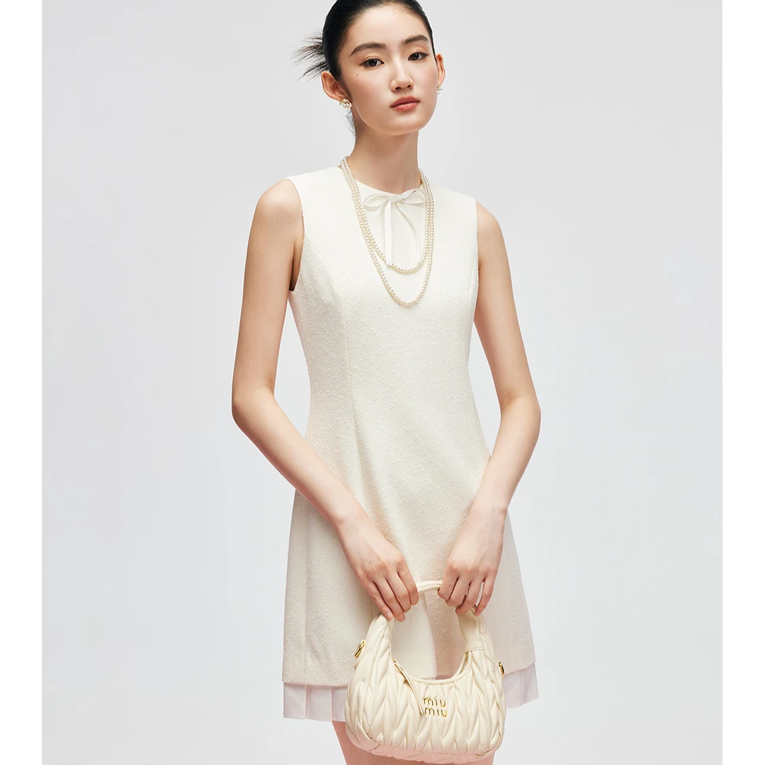 【陈大可专属】MandyZhang百褶温柔连衣裙女夏无袖背心裙子