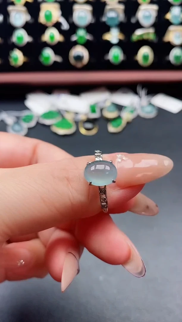 银S925镶嵌戒指翡翠1