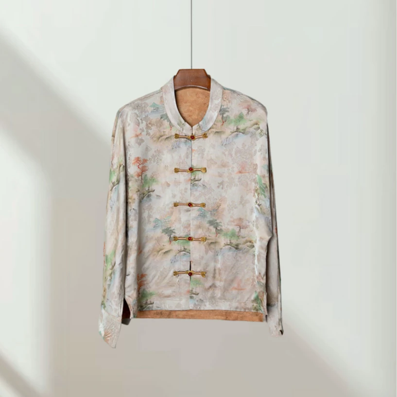 [江山图]2025春秋季新款中式返潮复古衬衫3013