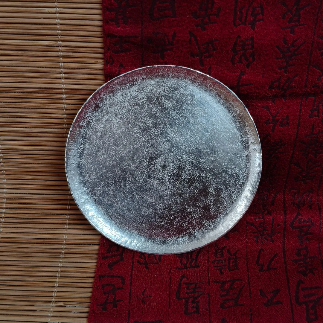 足银手工锤纹个性经典创意茶盘茶道