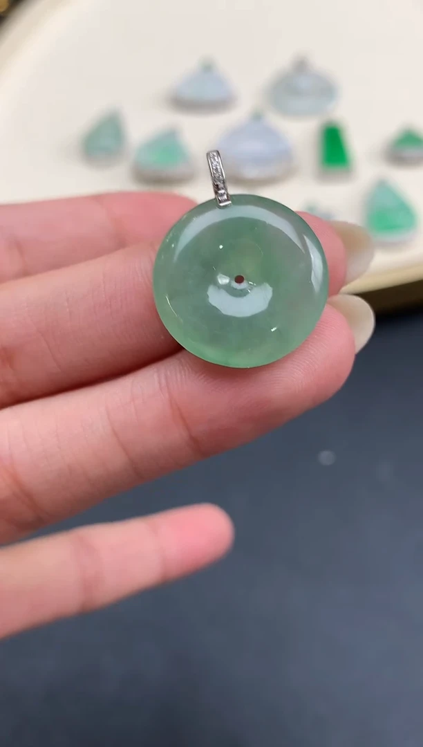 翡翠18K金镶嵌吊坠(不含链)吊坠A432|1380