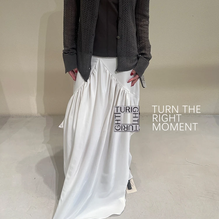 TURIGHT买手店25SS现货ELYWOOD设计师品牌 不对称抽褶半裙