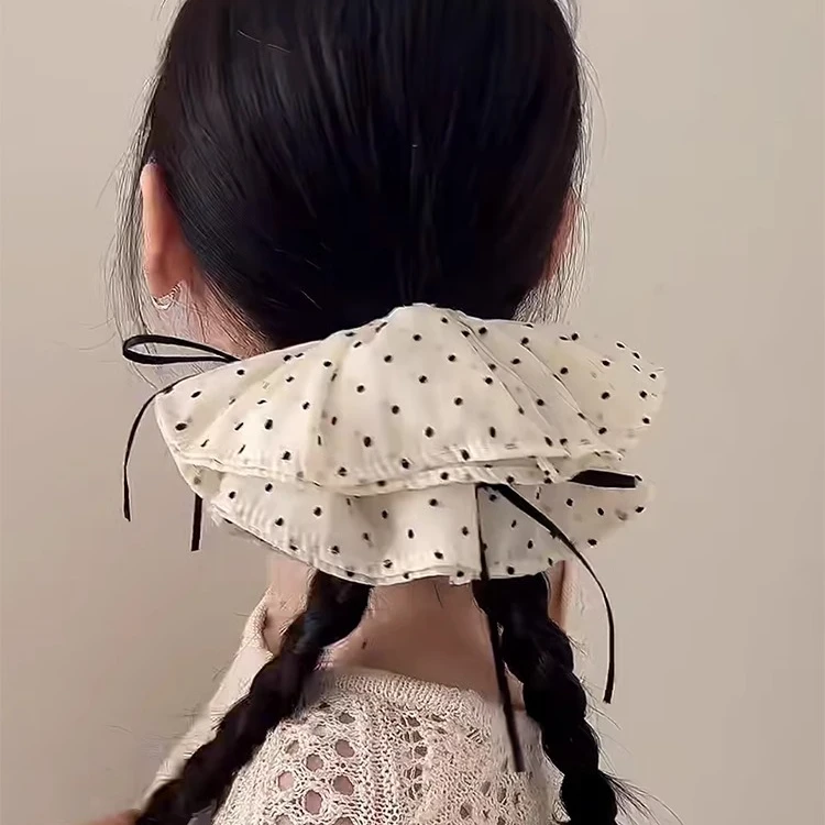 韩版甜美高级感头新款黑色丝带蝴蝶结波点大肠发圈饰百搭发饰女