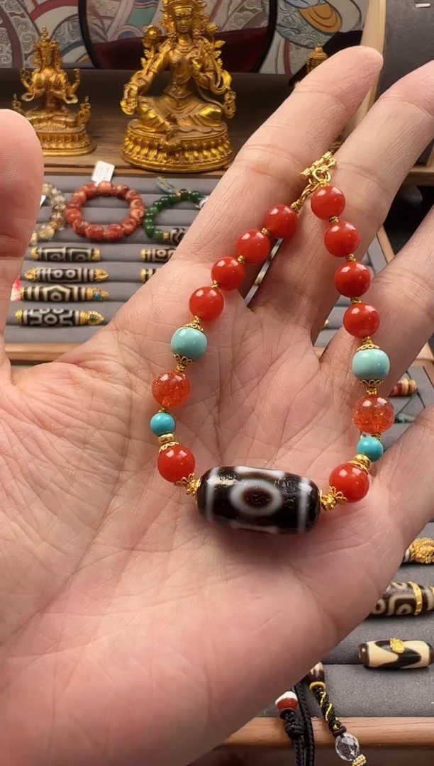 【闪购商品】玛瑙手链18K金镶嵌手链