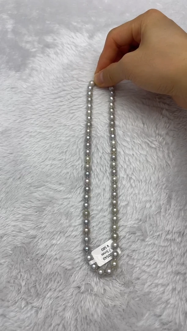 项链银S925镶嵌海水珍珠AK真多麻7-7.5mm