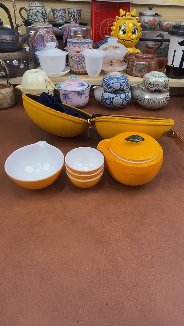 陶瓷茶具摆件旅行套组