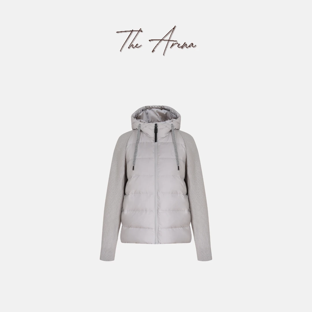 THEARENA“泡芙小暖炉”拼接针织羊毛MONILI轻羽连帽鹅绒服XY-3015