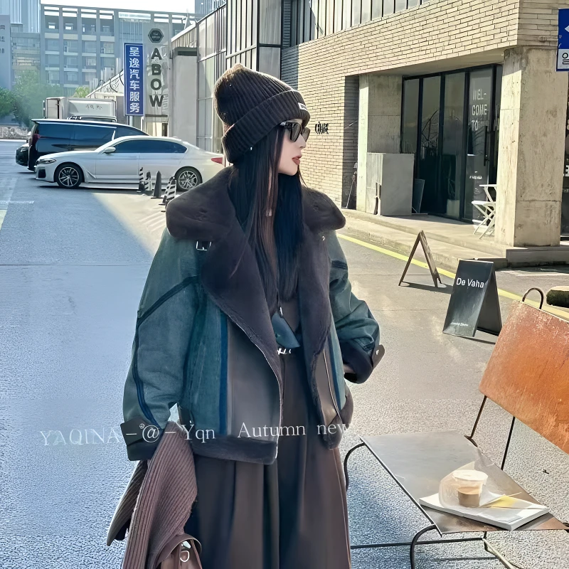 【惊喜购】K172.牛仔羽绒服荷兰貂翻毛领时尚潮牌派克款女冬