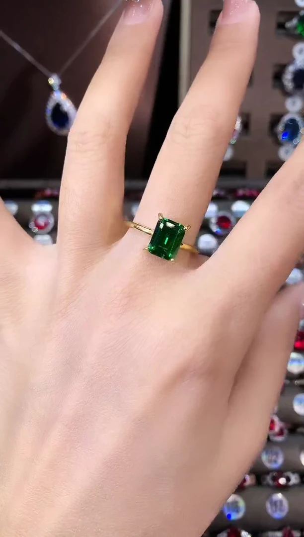 银S925镶嵌戒指碧玺79金色