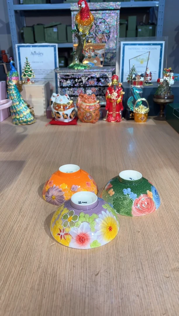 【闪购商品】杯62虹月窑饭碗（橙绿紫）