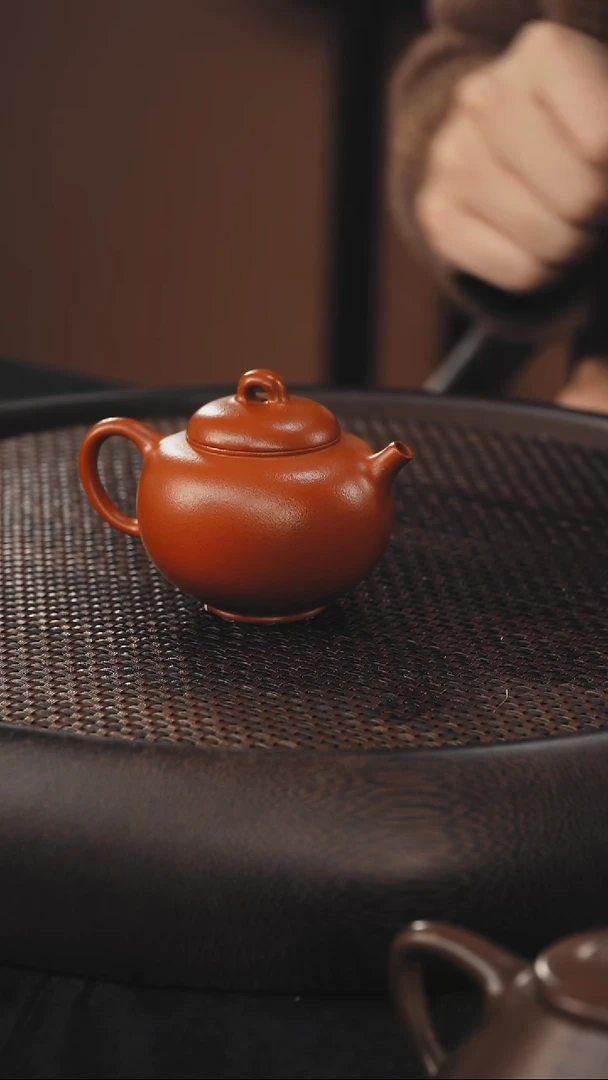 茶壶紫砂圆珠 朱泥