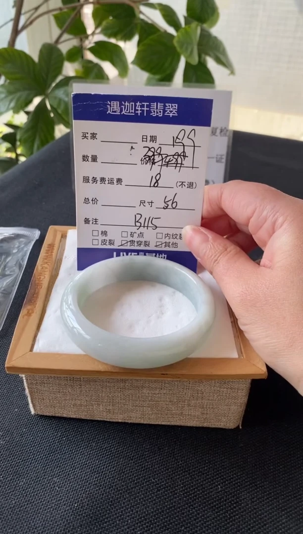 【闪购商品】翡翠手镯未镶嵌56圈口 B115编码