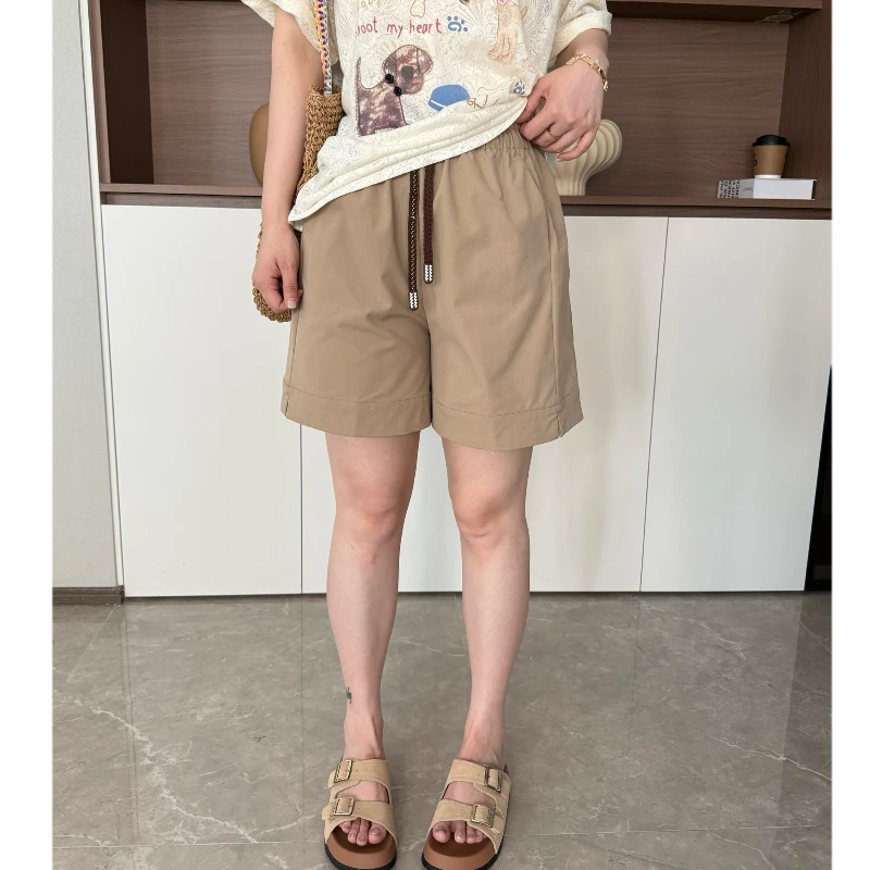 青青·STUDIO〖休闲短裤〗夏款显瘦松紧腰抽绳舒适休闲短裤S2501401