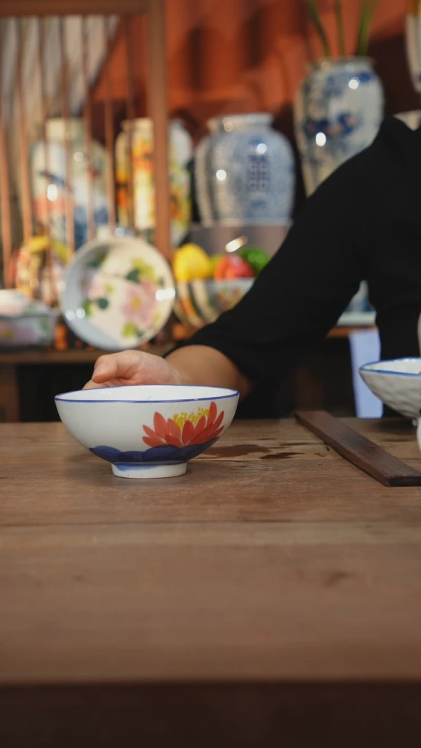 瓷片【简家甄选】景德镇设计师釉下手绘陶瓷餐具