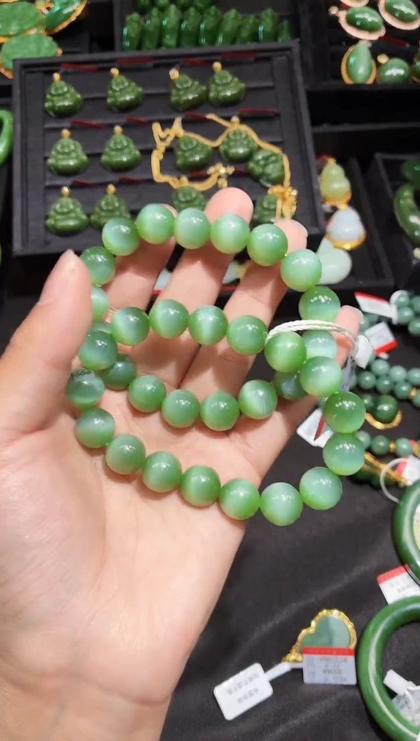 未镶嵌手链和田玉12MM多样性发一