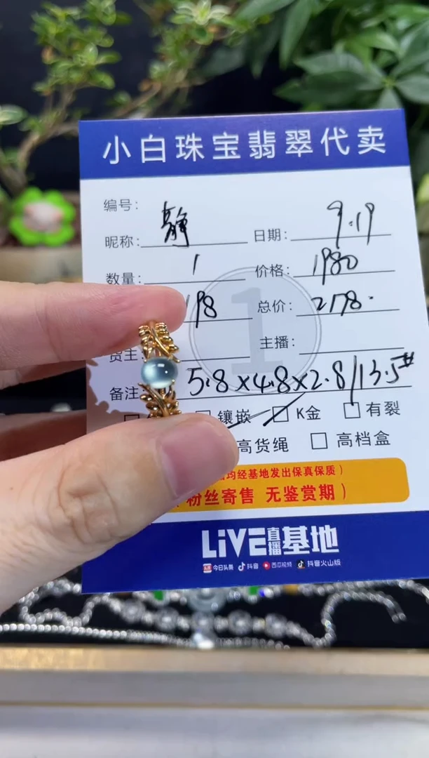 吊坠(不含链)18K金镶嵌翡翠静**️戒指