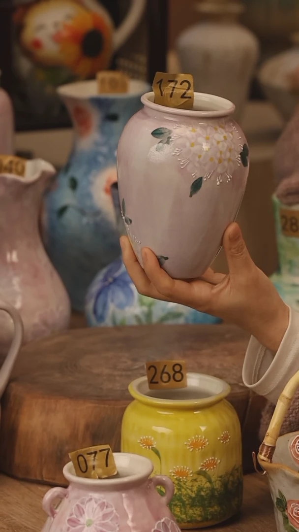 陶瓷景德镇设计师手作花器摆件侘寂风@M172@