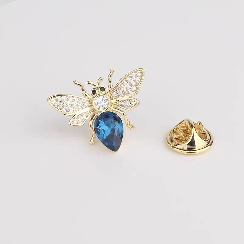 铜合金合成锆石胸针 MN467迷你蓝蜜蜂领针