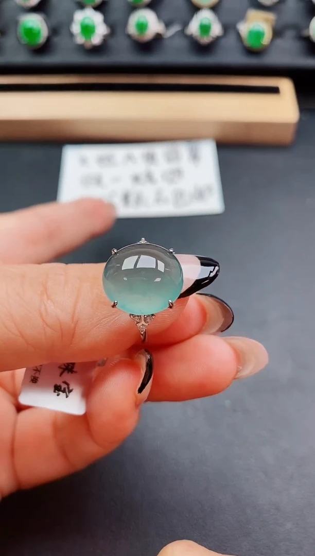 翡翠戒指银S925镶嵌52800