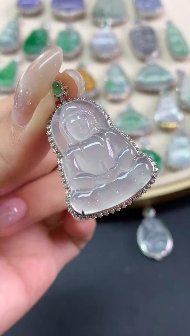吊坠(不含链)18K金镶嵌翡翠吊坠(不含链)|12800