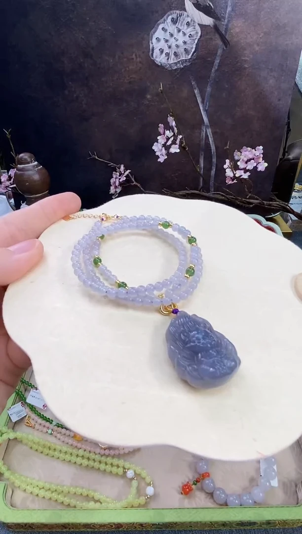 和田玉银S925镶嵌颈饰cz