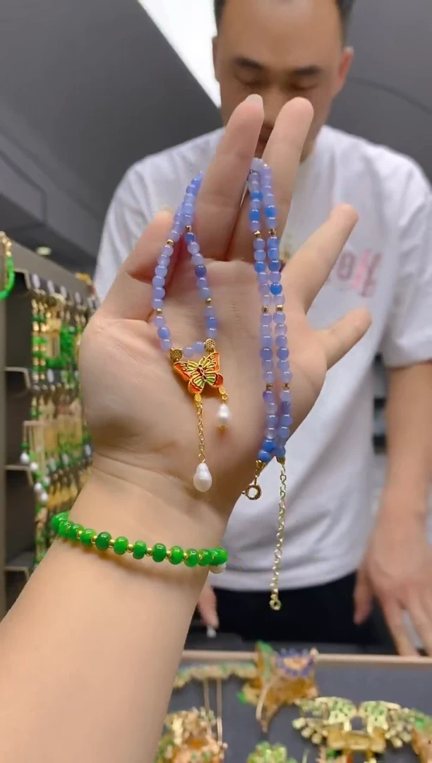 【闪购商品】翡翠耳饰合金0110翡翠锁骨链