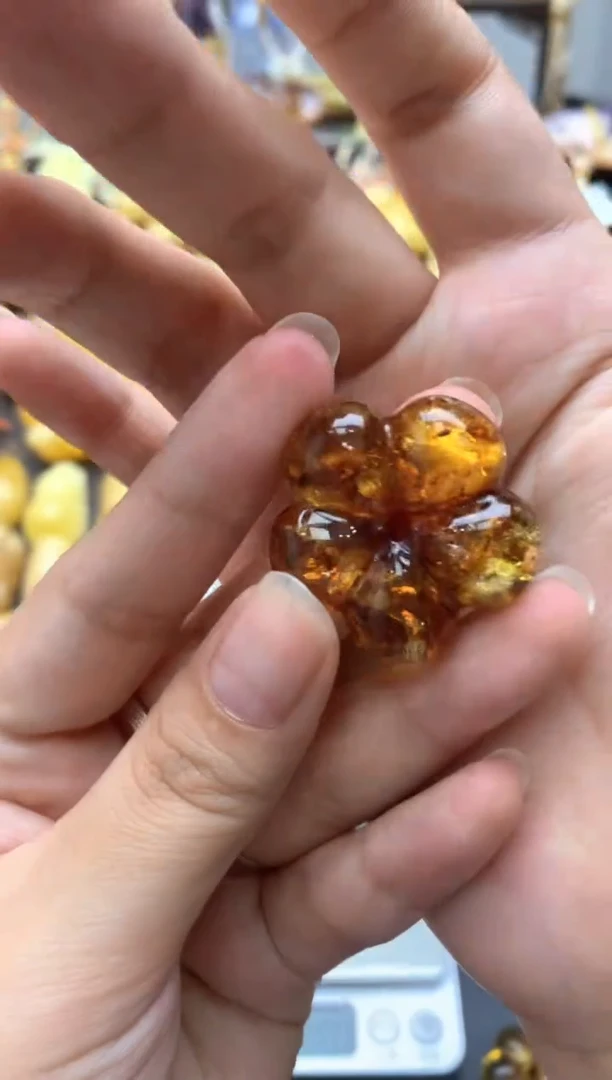 未镶嵌琥珀珠宝奇石043琥珀蜜蜡花粉有纹小坑介意勿拍