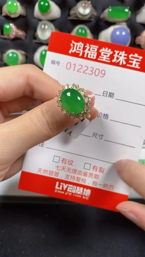 银S925镶嵌戒指翡翠2309