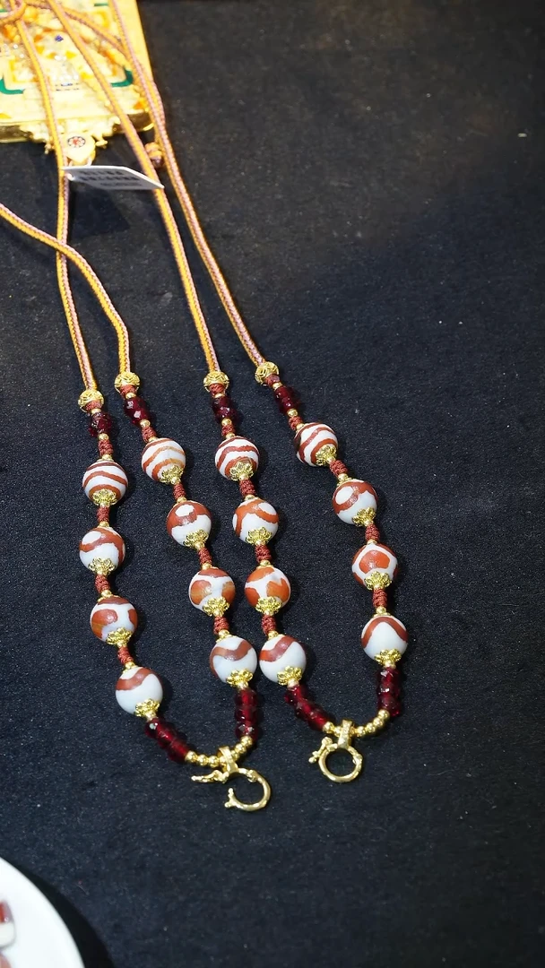 玛瑙/玉髓未镶嵌珠宝奇石橘肉天珠万能项链设计款/多样性发其一