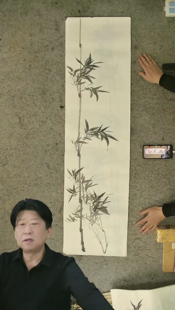 国画四尺对开  墨竹条屏 34*138cm