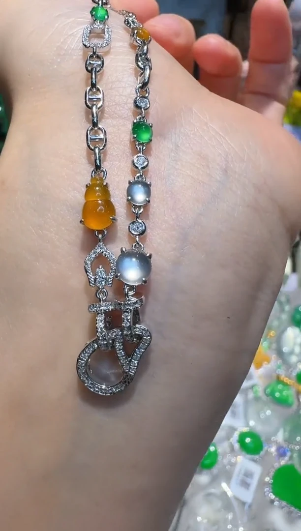 翡翠18K金镶嵌套链多样性团购发一件