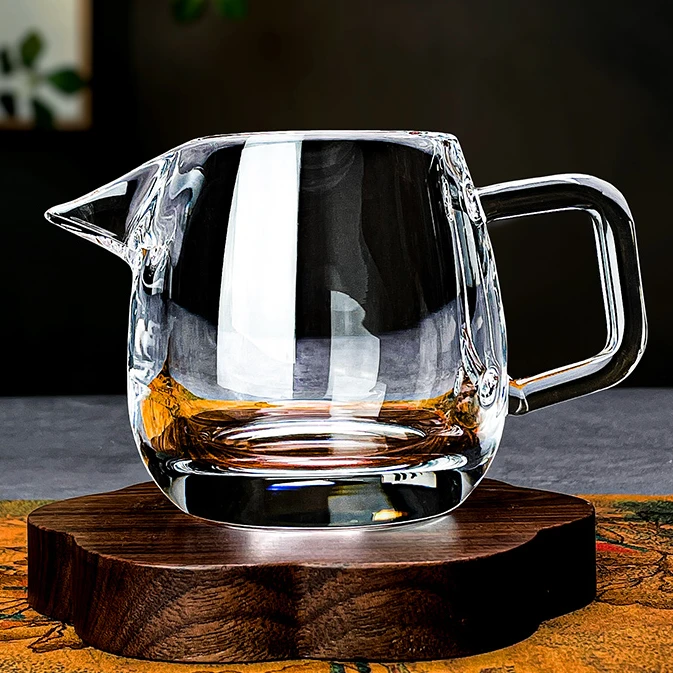 安享生活原矿水晶杯公道杯耐热带把手分茶器高档茶具泡茶水杯子