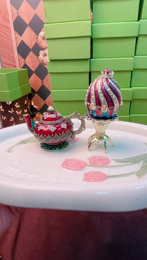 锌合金珐琅彩首饰盒摆件默认微瑕不退不换～