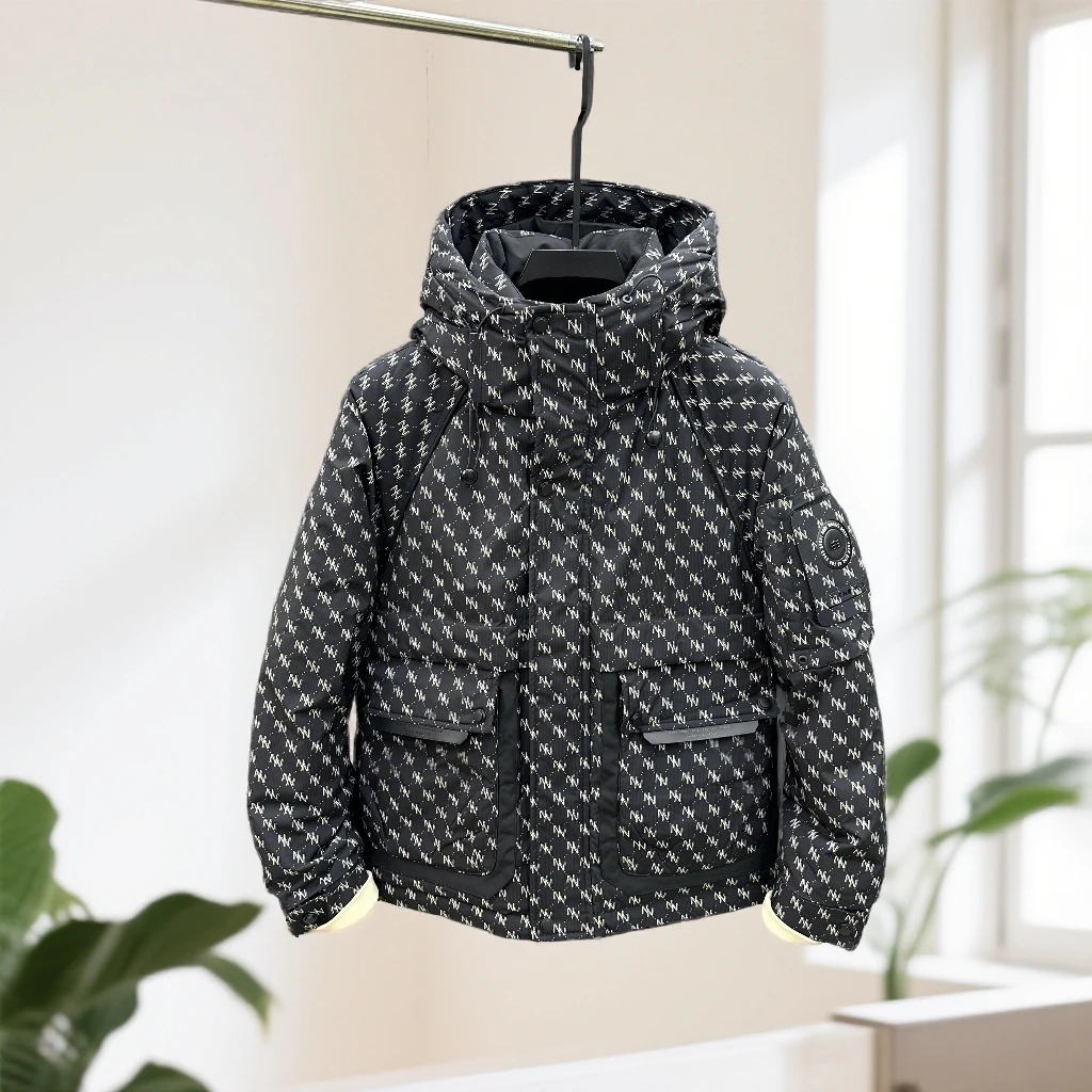 娜罗普西花色加厚羽绒服男冬季美式宽松保暖冲锋衣百搭白鸭绒外套