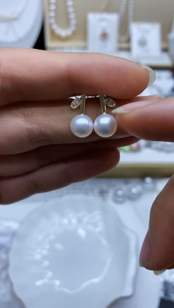 银S925镶嵌耳饰淡水珍珠耳钉多样性发其一