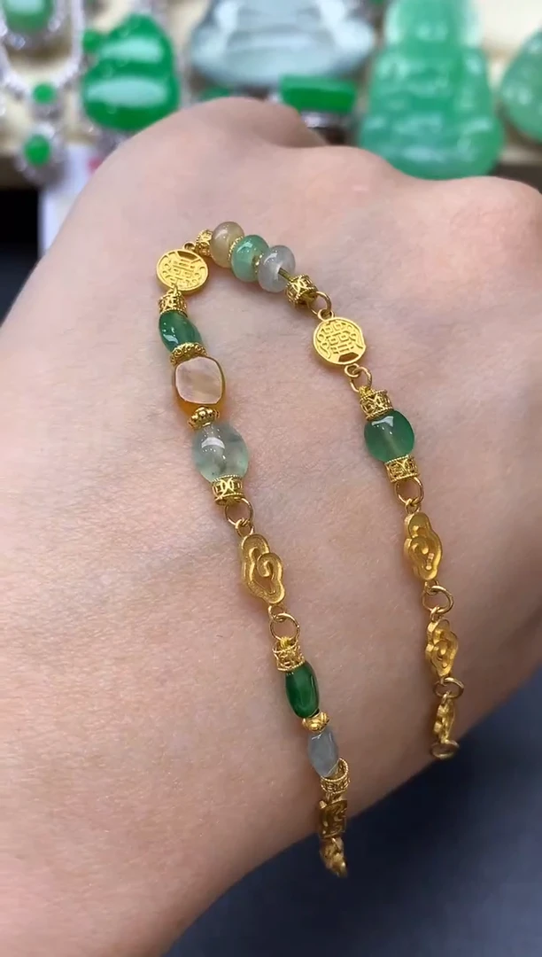 18K金镶嵌手链翡翠467-中国好珍宝